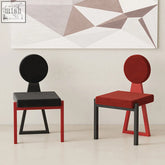 Black and red adetokunbo accent dining chair with circular backrest and upholstered seat for stylish dining space