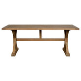 Aged Grey Oak Dining Table with Prominent Silvery Grain and Crossed Base, Lyon