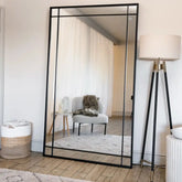 Aimi - Full Length Black Metal Rectangle Window Mirror - 180cm x 105cm. - Mirror