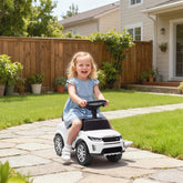White aiyaplay land rover toddler ride on car with engine sounds under-seat storage 16w x 25d white plastic