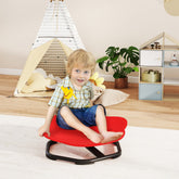 Red cushioned sensory spinning chair with black metal base for balance and coordination training by aiyaplay