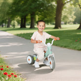 Mint green aiyaplay kids balance bike with orange handlebars and gray silence wheels for toddlers indoor and outdoor use