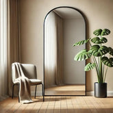 Akiko - Full Length Black Metal Arched Mirror - 150cm x 60cm - Mirror