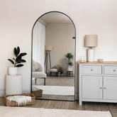Akiko - Full Length Black Metal Arched Mirror - 180cm x 90cm