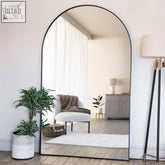 Arched floor mirror akiko 200x120cm with sleek matte black steel frame perfect for full length viewing