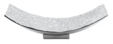 Akola silver finish decorative dish is a silver curved serving dish with a hammered textured decorative finish