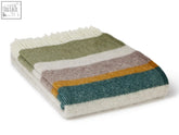 A folded alaska stripe pure new wool throw in earth tones with soft fringe and horizontal stripes perfect for blanket size guide