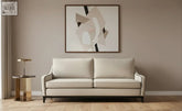 Cream-colored albany sofa with high density foam 90cm high sleek leather and dark wooden legs in modern design