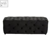 Elegant alea black velvet bench with black tufted velvet upholstery and classic design for stylish seating