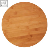 Aleki bamboo lazy susan circular cutting board with natural light brown finish and visible wood grain pattern