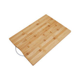 Aleiki extra large bamboo cutting board with aluminium handle smooth light tan surface and natural wood grain pattern