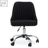 Black fabric alexi home office chair with tufted back and chrome finish claw base on casters