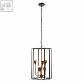 Black metal allas 6 bulb pendant lamp with six brass-toned candle-style bulbs for stylish lighting