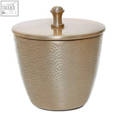 Gold-toned ceramic allegra 300ml aluminium canister with wave pattern and matching lid with rounded knob