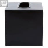 Allegra stainless steel black tissue box with black matte finish ceramic and minimalist square design opening
