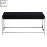 Allure black seat cushioned bench with sleek silver metal frame perfect for modern seating spaces