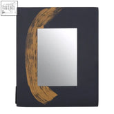 Alma blue and gold large photo frame with sleek navy blue and metallic gold brushstroke design for 5x7 photo frame