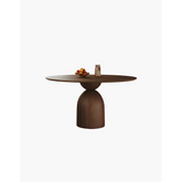 Amaia Round Pedestal Dining Table Solid Wood Black Or Walnut