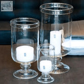 Clear mouth blown glass candle holders with classic design and sturdy bases from dutz collection amazon hurricane vase clear