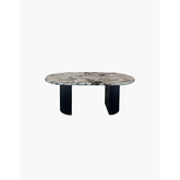 Amina Black Oval Dining Table Solid Wood & Marble