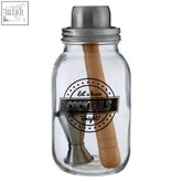 Ara 3 piece lets have cocktails clear glass cocktail jar set with stainless steel lid jigger and beech wood muddler
