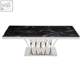 Black marble top coffee table with polished chrome legs sleek modern arenza black marble design