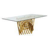 Arezzo Tempered Glass Top Dining Table With Gold Finish Frame