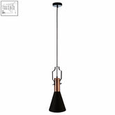 Black argo small pendant light with copper accent and minimalist metal frame perfect for modern spaces
