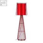 Aria red floor lamp with red wireframe base and fabric cylindrical shade for stylish lighting