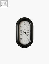 Black oval arjun clock wall living with white face roman numerals and black hands for wall living room decor