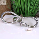 Arm metal knot sculpture luxury ornament 38cm with distressed silver finish handcrafted textured infinity knot design