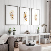 Artwork for a living room | set of 3 Shabby Chic wall art prints