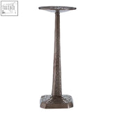 Arya large candle holder in dark bronze metal with hammered texture and geometric top ideal for large candle holders