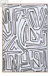 Black and cream astratto abstract textured wall art in a light wood frame perfect as textured wall decor