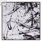 Abstract black ink splatter painting on white canvas perfect white wall art for modern white wall decor