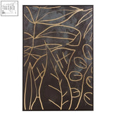 Black framed canvas black and gold wall art with gold leaf vine patterns perfect gold wall art decor