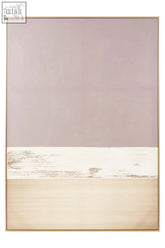 Minimalist astratto canvas gold and grey foil wall art with mauve, beige, and textured white band with metallic flecks