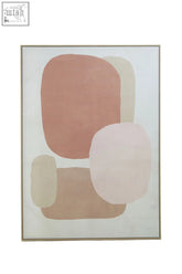 Modern abstract art print with terracotta blush pink and beige shapes on canvas natural wall for stylish decor