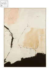 Abstract canvas classic wall art with natural pink blush beige and black brushstrokes on textured off-white background