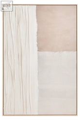 Astratto neutral abstract wall art featuring a textured cream vertical panel with beige and off-white smooth sections