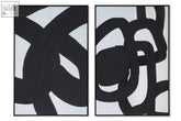 Astratto set of two abstract wall art panels featuring black and white bold flowing organic shapes in abstract wall art style