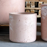 Aurella | Blushstone – 20cm Medium Concrete Cylinder Planter – 4L Round Plant Pot