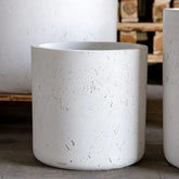 Aurella | White Mist – 20cm Medium Concrete Cylinder Planter – 4L Round Plant Pot