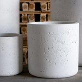 Aurella | White Mist – 55cm Extra Large Concrete Cylinder Planter – 93L Round Plant Pot