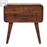 Rustic avora 3-drawer chestnut chest made of solid mango wood with metal knobs and handles for stylish storage