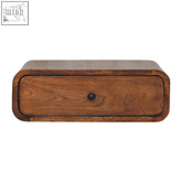 Avora wall-mounted chestnut 1-drawer chest of drawers with solid mango wood and rounded edges for bedside storage