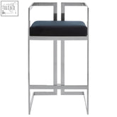 Modern azalea bar stool with silver chrome frame and black upholstered seat perfect for stylish bar seating