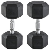 HOMCOM 2x17.5kg Rubber Hex Dumbbell Portable Hand Weights Dumbbell Home Gym Workout Fitness Hand Dumbbell