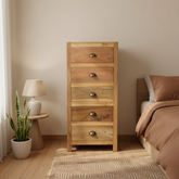 Recycled Teak Wood 5 Draws Storage 48x40x110cm
