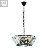 Black chain small pendant light with faceted clear glass bowl and five bulbs babylon small 5 light pendant light